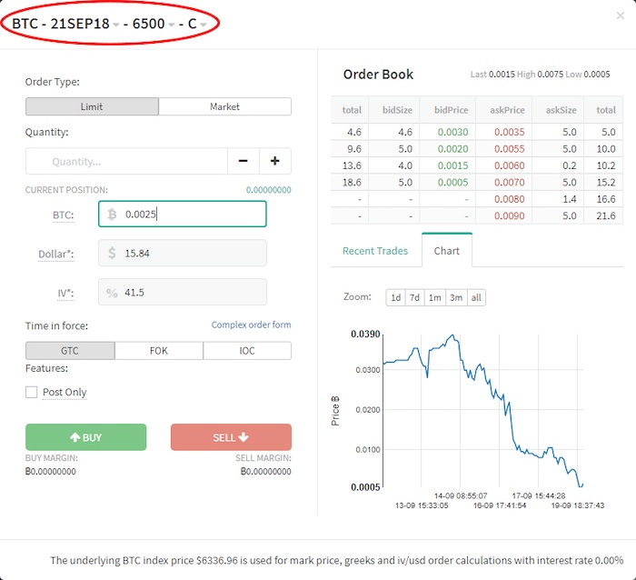 Deribit option book